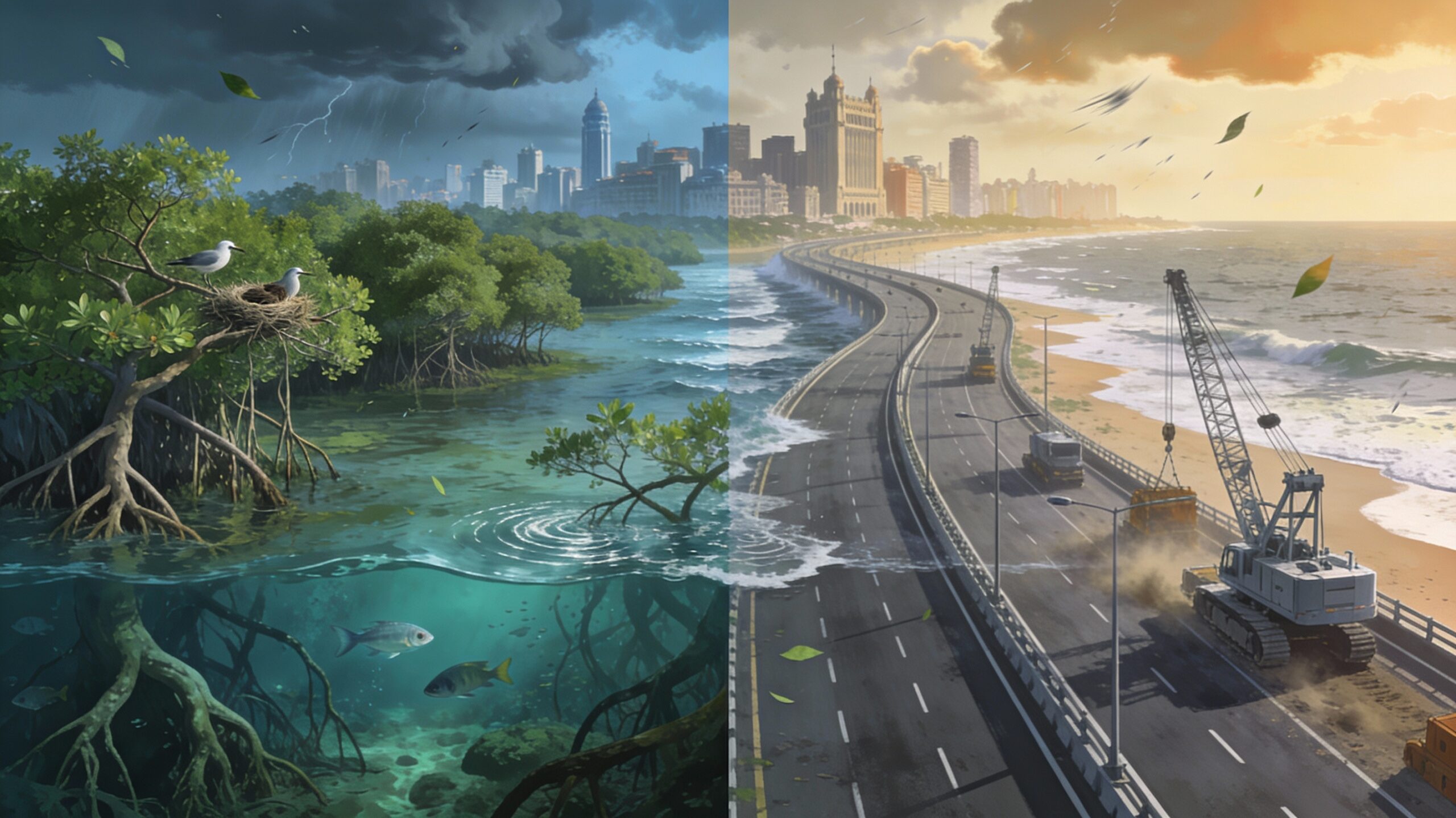 DEVELOPMENT WITHOUT DESTRUCTION: Why 45,000 Mangroves Don't Have to Disappear Listen to this: Mumbai's sea level is rising FOUR TIMES FASTER than it did a century ago. We're talking 4.5 millimeters per year now—compared to just 1.3 mm annually between 1901 and 1971. And right now, while the city braces for this climate emergency, the Bombay High Court approved a plan to destroy 45,000 mangroves for a coastal road. This is like removing the airbag from your car because you want a sportier dashboard. Here's what the government isn't telling you: This isn't actually a development vs. environment debate. It's a short-term profit vs. long-term resilience debate—and the math doesn't support destruction. Mangrove ecosystems generate $21,100 per hectare annually across flood protection, fisheries, carbon sequestration, and tourism. Over 30 years, those 45,000 mangroves represent $1.3-1.6 billion in permanent, renewable ecosystem value. Meanwhile, the Rs 20,000 crore coastal road provides traffic relief that induced demand will eliminate in 10-15 years. Global proof exists that alternatives work: Bus Rapid Transit, congestion pricing, nature-based solutions, and mangrove-integrated infrastructure solve Mumbai's traffic crisis WITHOUT destroying ecosystems. Your constitutional duty under Article 51A(g) demands you engage. This comprehensive analysis examines the cognitive biases distorting government decisions, the economic case for mangrove conservation, and why sustainable development isn't anti-development it's BETTER development.